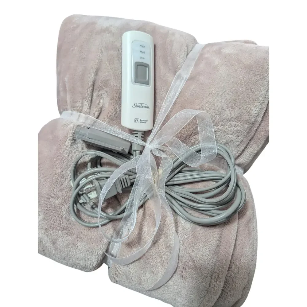 SUNBEAM! SNUGGLY DUSTY PINK PLUSH ELECTRIC WARMER BLANKET W/REMOTE! 52